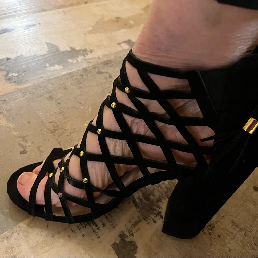 Nicole Miller Elegant Black Strappy Heels